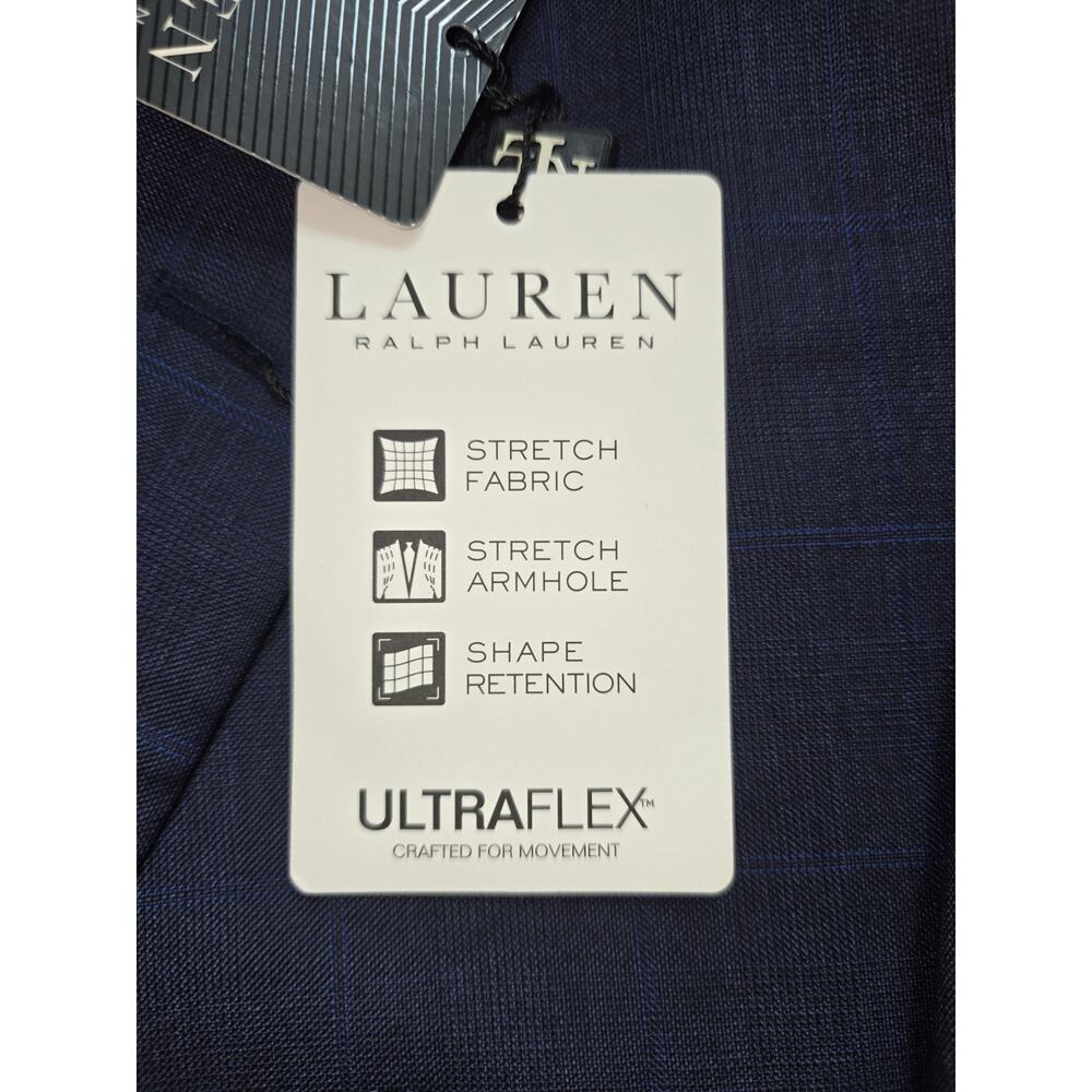 NWT 40L Lauren Ralph Lauren Blue Plaid UltraFlex Lattimore Suit Jacket $450 - Picture 5 of 8